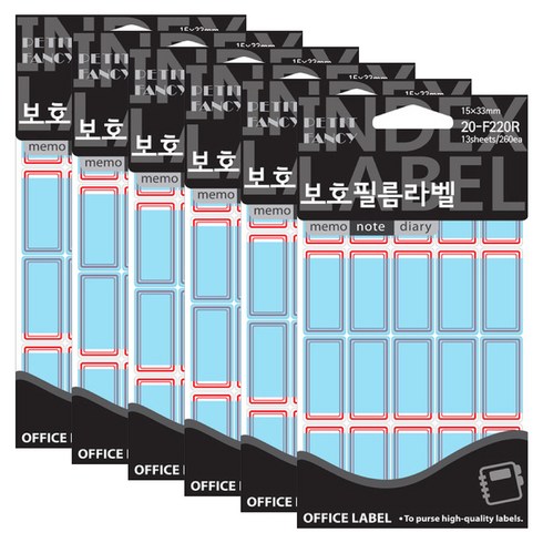 쁘띠팬시 라벨 보호필름 견출지 20-F220R, 빨강, 13개입, 6개