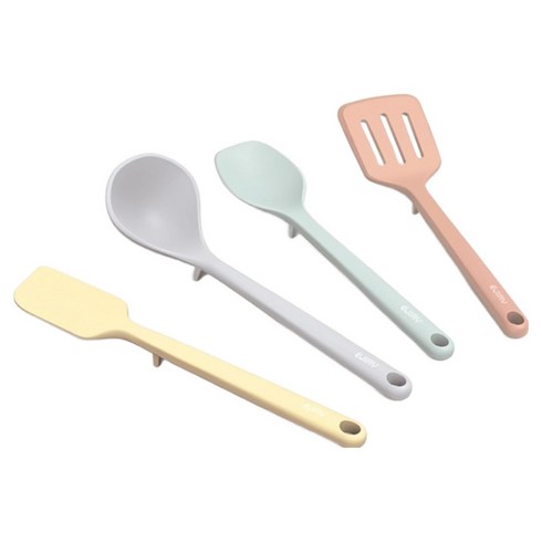 에지리 젤리빈 실리콘 미니 조리도구 4종 세트, 뒤집개 + 조리스푼 + 스파츌라 + 국자, 혼합색상, 1개