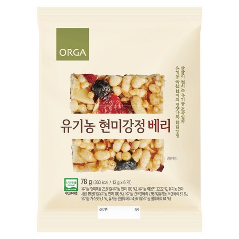 올가홀푸드 유기농 현미강정 베리, 78g, 1개