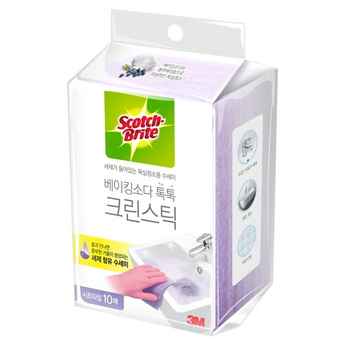 스카치브라이트 쓰리엠 베이킹소다 크린스틱 시트타입 보라색 본품 10p, 1개
