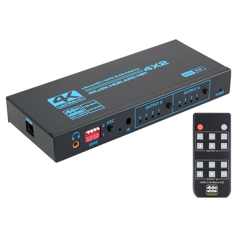 컴스 4K 60Hz HDMI 4x2 매트릭스 스위치 EDID ARC 오디오 추출기, 1개