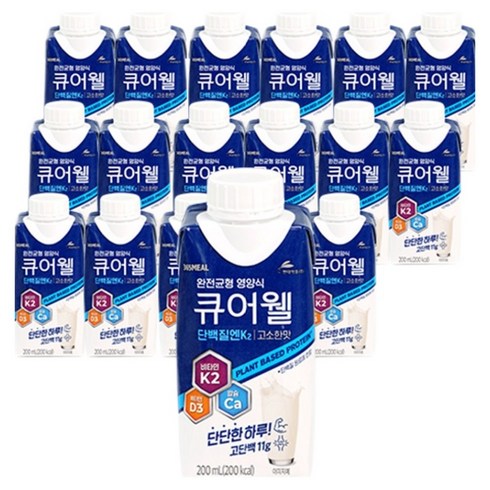 현대약품 큐어웰 고소한맛 뼈건강 완전균형 영양식 비타민K2, 18개, 200ml