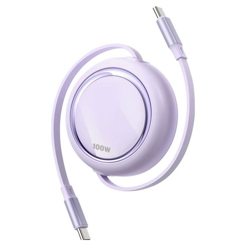뉴클 C타입 자동감김 초고속 충전 릴케이블 100W, 퍼플, 1개, 100cm