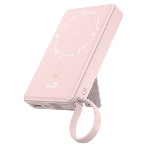 액센 22.5W 맥세이프 고속 무선 충전 보조배터리 10000mAh, 핑크, BM113