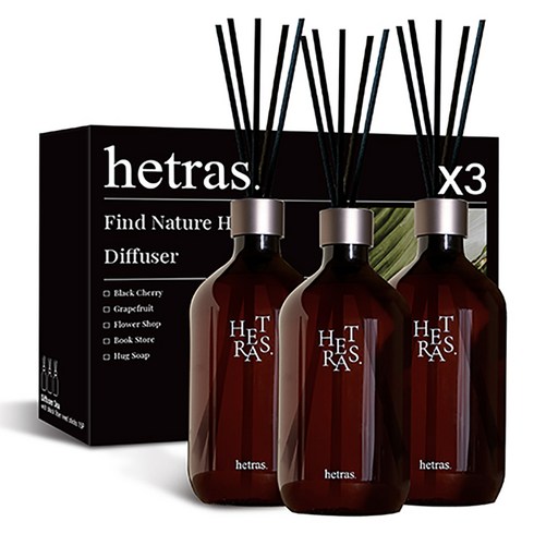 헤트라스 프리미엄 대용량 디퓨저, 호텔레더, 500ml, 3개