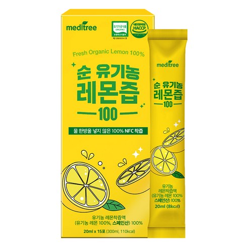 메디트리 순 유기농 100 레몬즙, 300ml, 1개