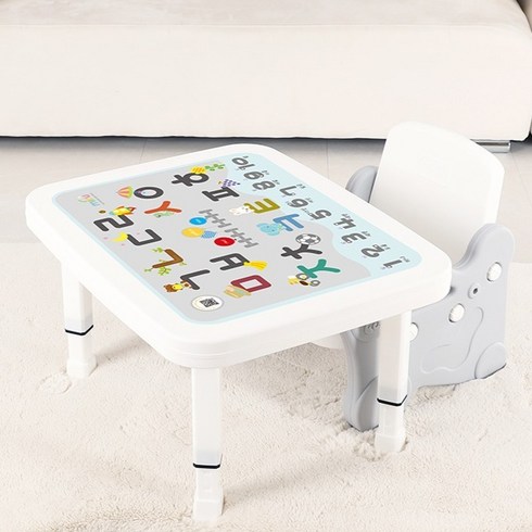 미루 1인용 접이식 높이조절 한글 숫자 책상 + 의자 세트, 그레이 + 화이트