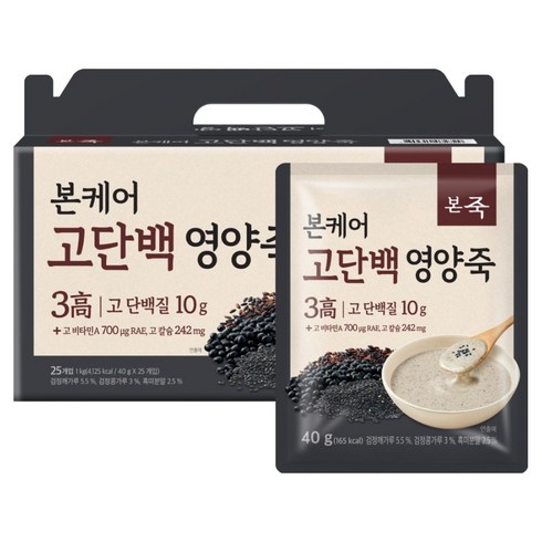 본죽 본케어 고단백 영양죽, 25개, 40g