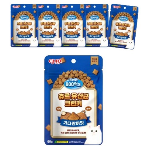 챠오츄르 고양이 츄르 유산균 크런키, 가다랑어, 60g, 6개