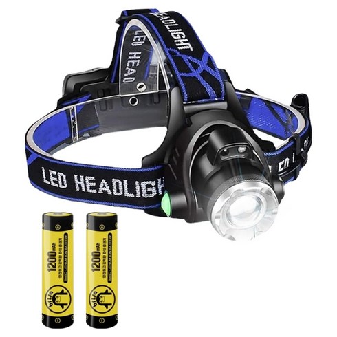 브리사 LED 충전식 헤드랜턴 SP-HL01 + 18650 배터리 1200mAh 2p 세트, 블랙, 1세트