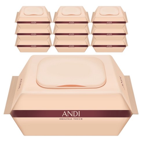 안디 저자극 도톰한 오리지널 터치 아기물티슈 캡형, 10개, 100매, 50g