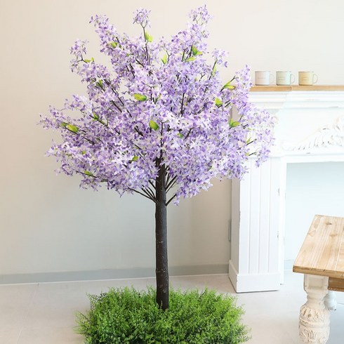 조아트 조화나무 라일락 인조목 받침형 150cm, 브라운(받침), 퍼플(인조목), 1개