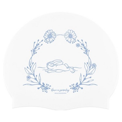 리얼리굿스윔 소피 래빗 실리콘 수영모자, 화이트, 1개