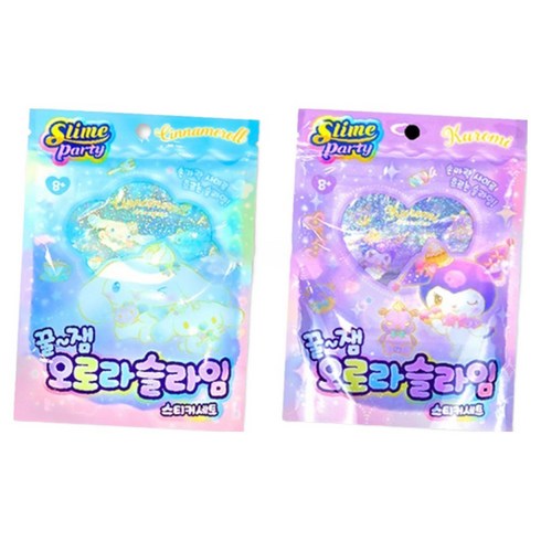 핑크망고 산리오 캐릭터즈 꿀잼 오로라 슬라임 스티커, 랜덤 발송, 2개