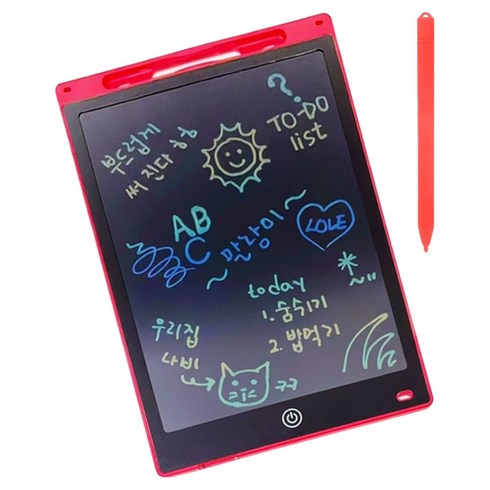 아가플러스 컬러 LCD 와이드 드로잉 패드, 빨강, 1개