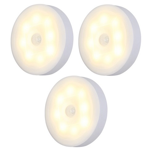 마메 LED 모션 감지 현관 무선 센서등, 화이트 + 주백색, 3개