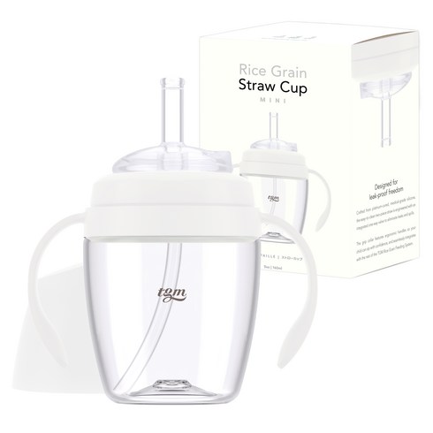 티지엠 유아용 쌀알 트라이탄 빨대컵 mini, 160ml, 1개, 퓨어화이트
