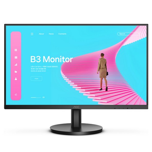 알파스캔 FHD AOC 보더리스 USB C PD 65 IPS 100 무결점 모니터, 68.6cm, 27B3C
