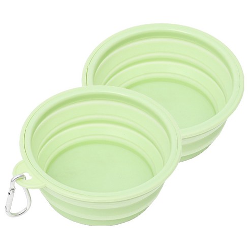 애와니 반려동물 접이식 휴대용 식기 M 650ml, 그린, 2개