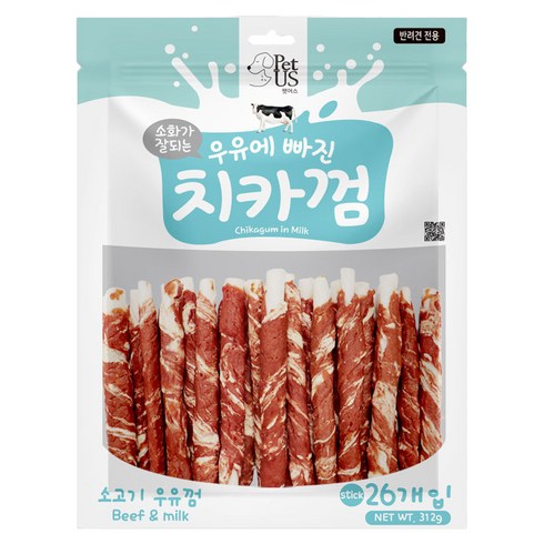 펫어스 강아지 치카껌 간식, 312g, 1개, 혼합맛(우유/소고기)