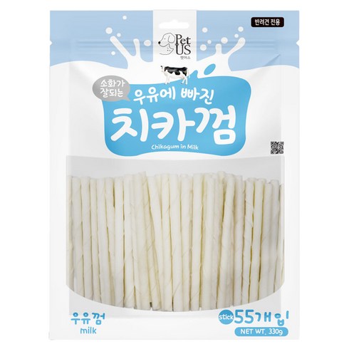 펫어스 강아지 치카껌 간식, 330g, 1개, 우유
