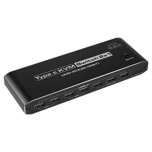 컴스 HDMI DP PC 2대 제어 4K 60Hz C타입 KVM 2포트 듀얼모니터 스위치 선택기, 1개, OU959