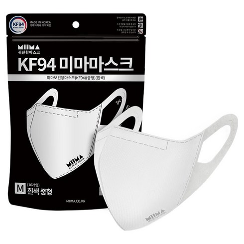 미마 보건용 마스크 성인용 KF94, 10개입, 1개, 흰색