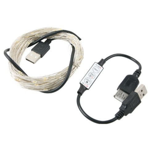 컴스 Coms USB LED 케이블 속도 밝기 조절 케이블 길이 10m 감성 컬러 라이트 무드등 트리 장식 DIY 줄조명 BB3, WHITE, 1개