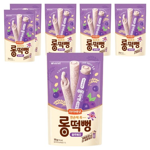 아이배냇 롱떡뻥, 6개, 30g, 블루베리맛