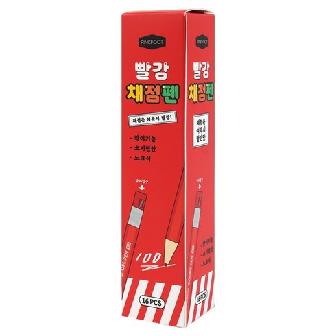 핑크풋 빨강 노트식 채점펜 16p, 1개, 1색