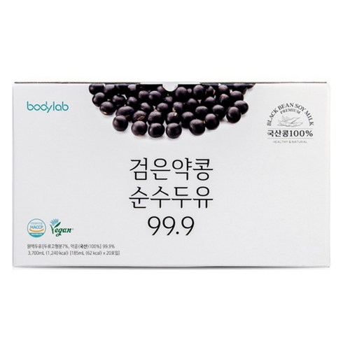 바디랩 검은약콩 순수두유 99.9, 185ml, 20개