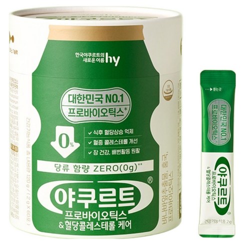 에치와이 야쿠르트 한국 프로바이오틱스 혈당콜레스테롤 케어 60p, 120g, 1개