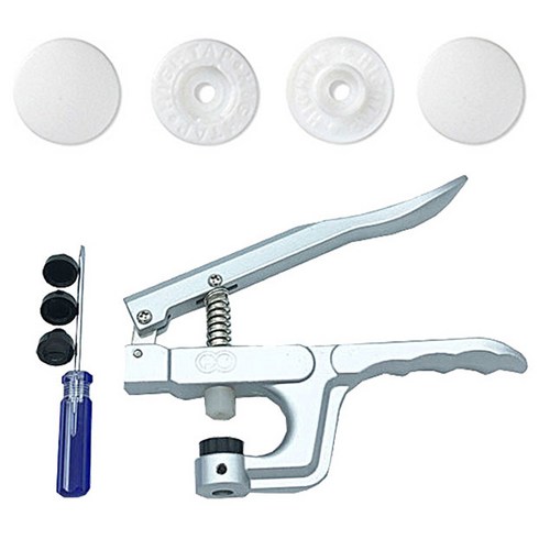 스냅 티단추 손몰드 기구 + 똑딱이 스냅 티단추 4종 x 20p 세트 11mm T-501, 화이트, 1세트
