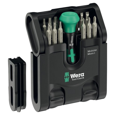 Wera 베라 Tool-Check Modular Micro 1 정밀 비트 드라이버 미니 공구 세트 049002, 1개, 15종