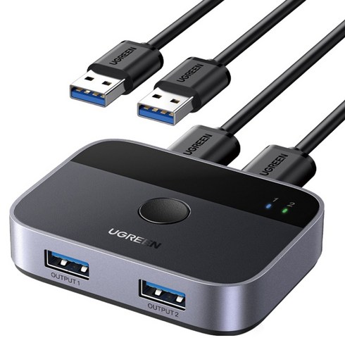 유그린 USB 3.0 2대2 스위치 선택기 CM757, 혼합색상, 1개