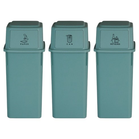 네이쳐리빙 피넛베리 데일리 적층 가능 재활용 분리수거함 60L x 3p, 포레스트그린