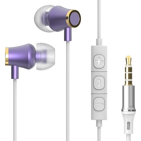 아이리버 노이즈캔슬링 갤럭시 컴퓨터 알루미늄 유선 이어폰 3.5mm, ICP-G510, 퍼플