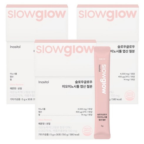 슬로우글로우 미오이노시톨 엽산 철분 30p, 150g, 3개