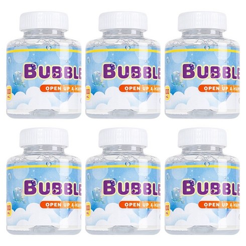 공유 버블건 비눗방울 휴대용 리필액 100ml, 6개, 투명