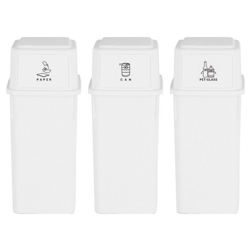 네이쳐리빙 피넛베리 데일리 재활용 분리수거함 60L x 3종 세트, 밀크화이트
