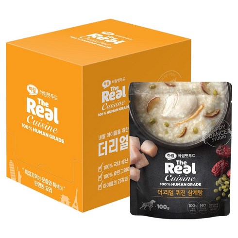 하림펫푸드 반려동물 더리얼 퀴진 삼계탕 습식파우치, 닭, 100g, 10개