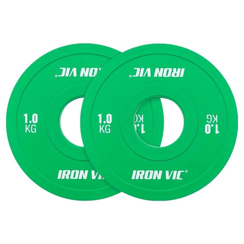 아이언빅 저중량 고무 우레탄 바벨원판, 1kg, 2개, 그린