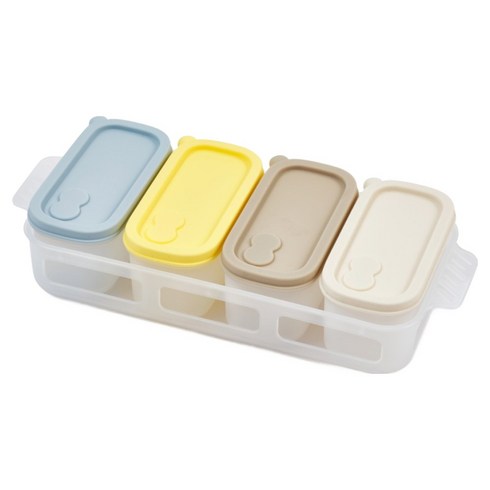 글라스락 베이비 블록 이유식 큐브 125ml x 4종 세트, 혼합색상, 1세트