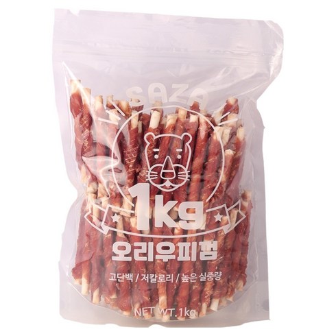 사자 강아지 대용량 실속형 간식, 오리우피껌, 1kg, 1개
