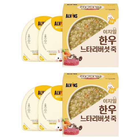 엘빈즈 이지밀 실온 중기 7 10개월 이유식, 한우느타리버섯, 110g, 4개