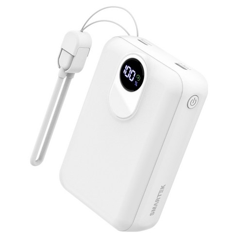 스마텍 PD 20W 고속 충전 LCD 키링 대용량 마그네틱 맥세이프 보조배터리 20000mah 멀티단자, STPB-MP20, 화이트