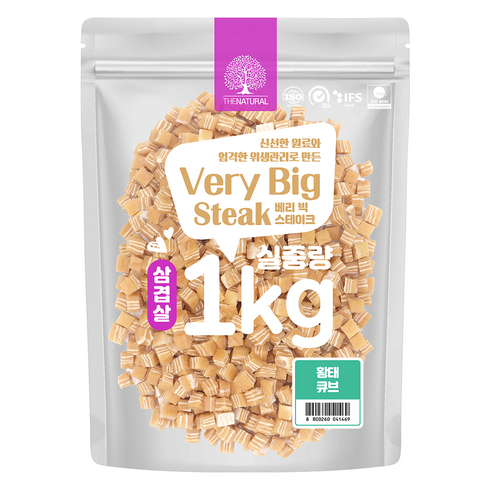 더내추럴 강아지 베리빅 삼겹살 스테이크 간식, 황태큐브, 1kg, 1개