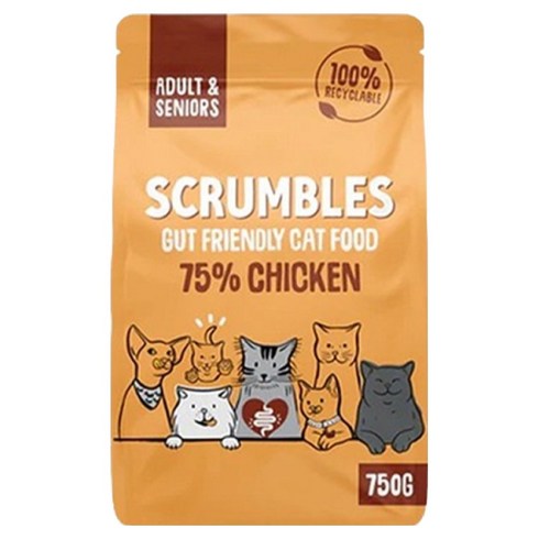 스크럼블즈 어덜트 & 시니어 고양이 컴플리트 사료, 닭, 750g, 1개