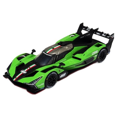 브라고 1 : 43 람보르기니 레이싱카 다이캐스트 모형 아크릴케이스 SC63 LMDh, 그린, 1개