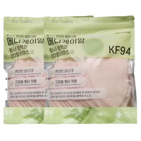 메디케이알 데일리핏 새부리형 황사 마스크 중형 KF94, 25개입, 2개, 미디피치